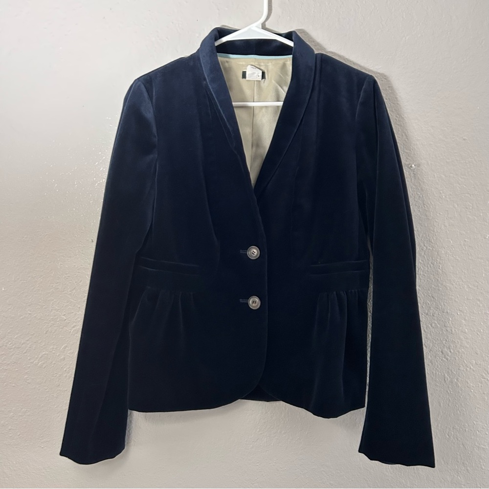 J. Crew Navy Blue Velvet Blazer Size 6